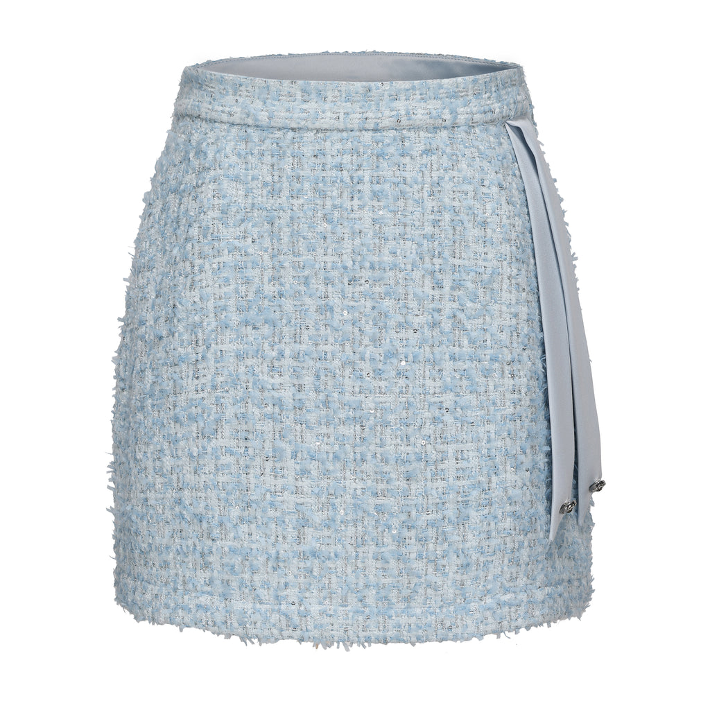 Blue Tweed Pencil Skirt