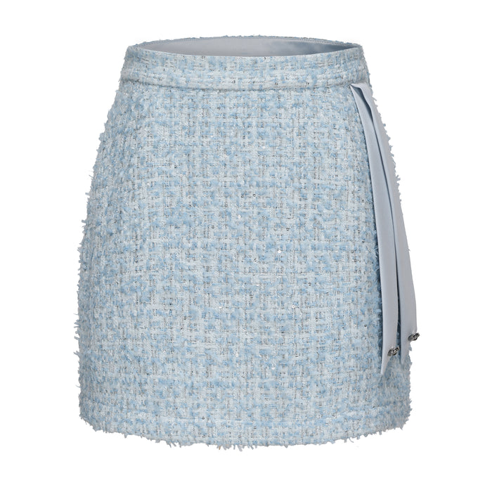 Blue Tweed Pencil Skirt