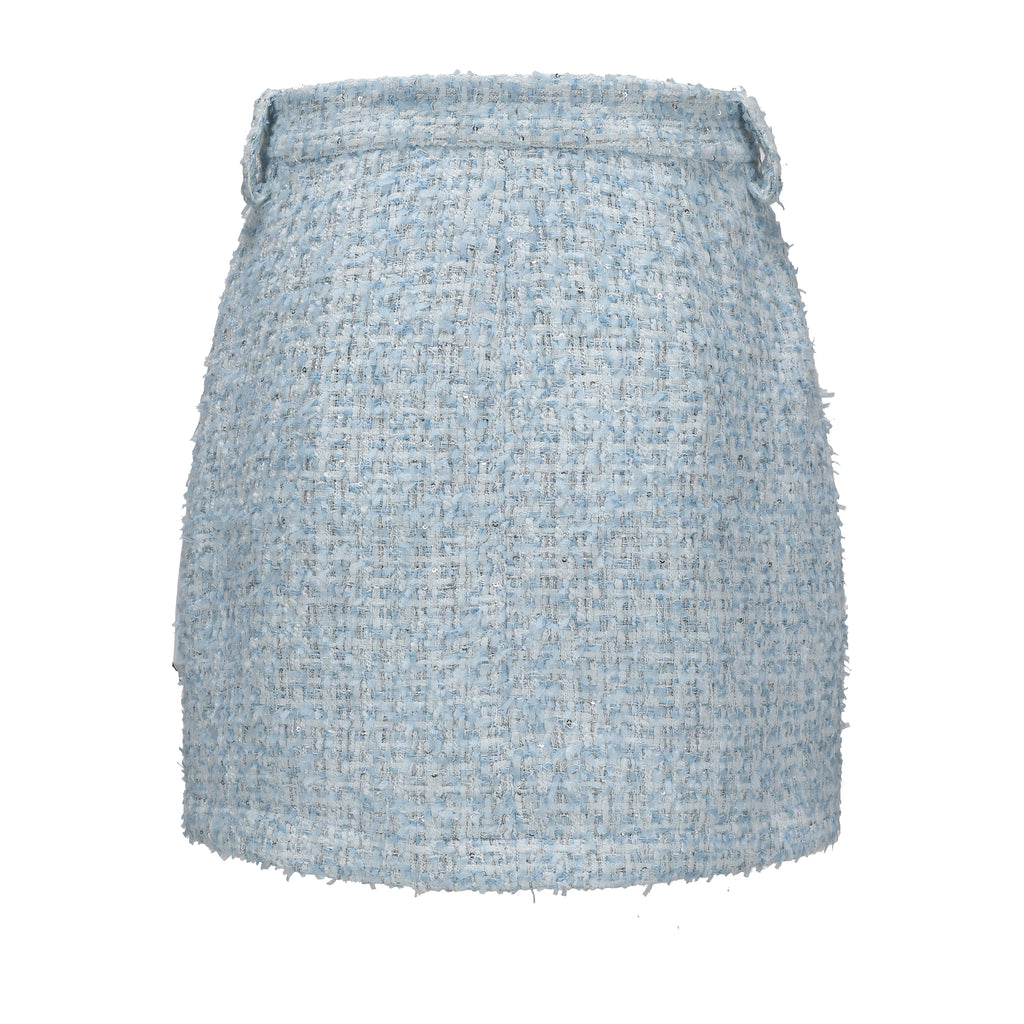 Blue Tweed Pencil Skirt