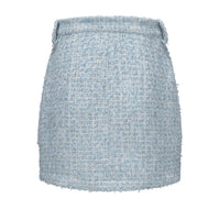 Blue Tweed Pencil Skirt
