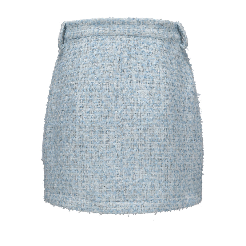 Blue Tweed Pencil Skirt