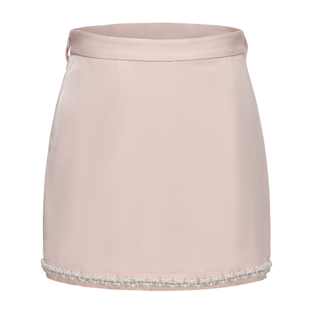 Pink Beaded Pencil Skirt