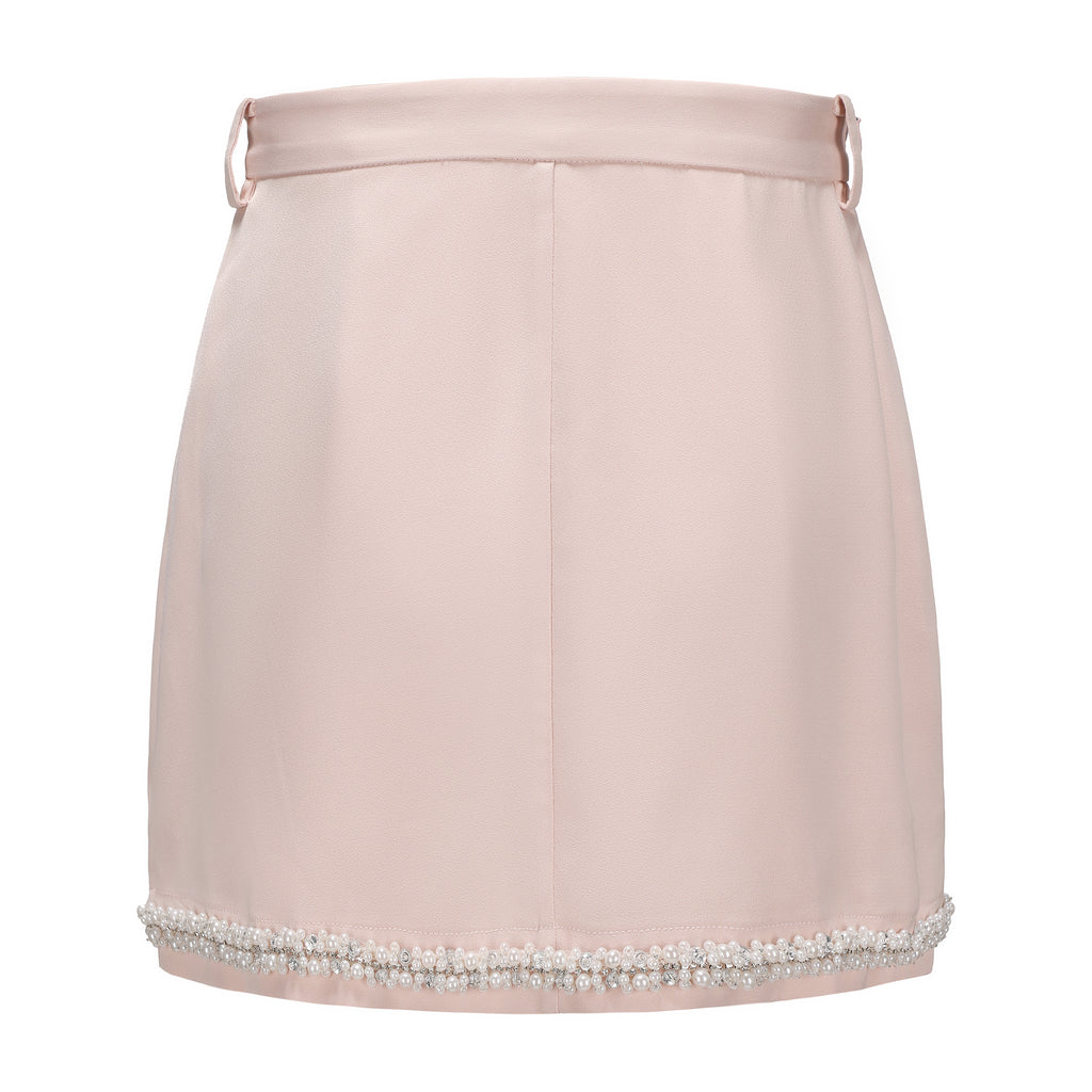 Pink Beaded Pencil Skirt