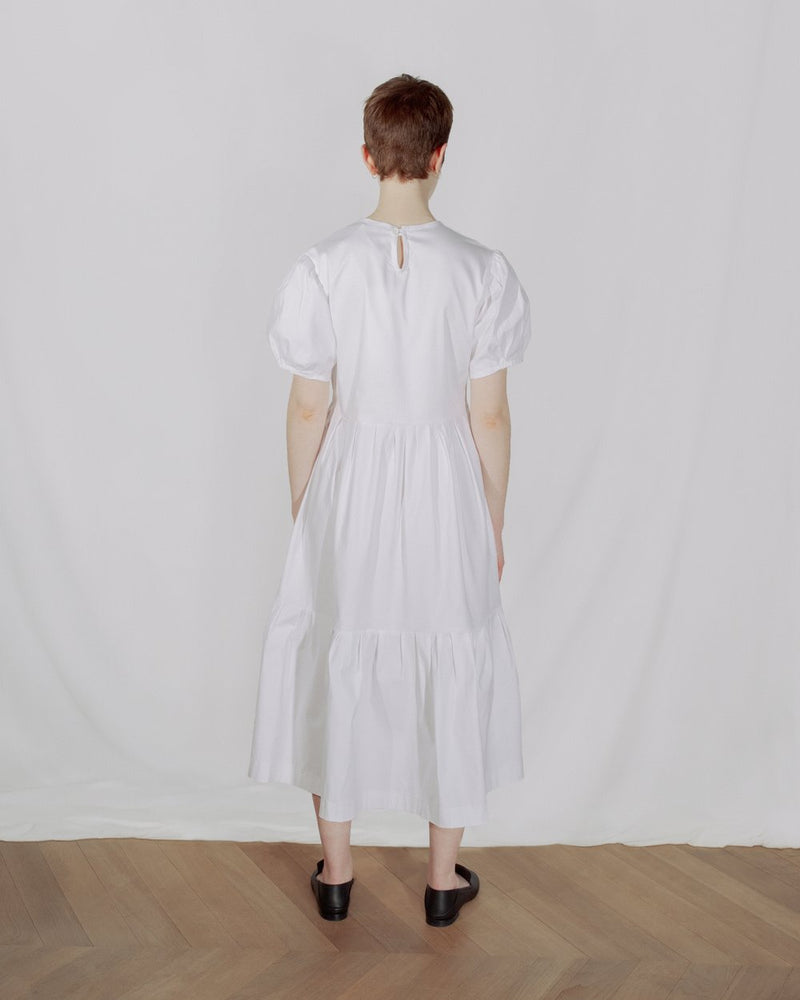 Gathered puffy sleeves dress
