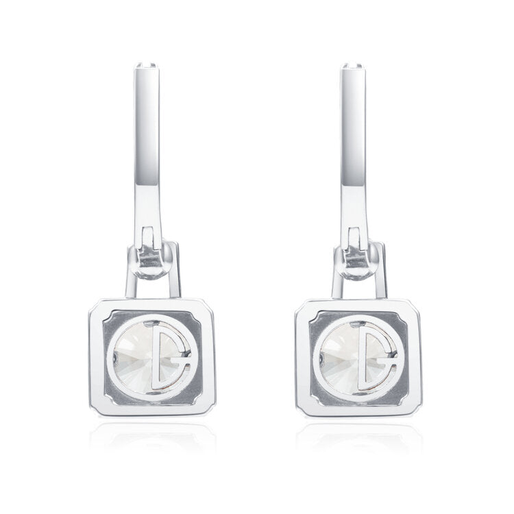 CRYSTAL HOOP EARRINGS - SILVER