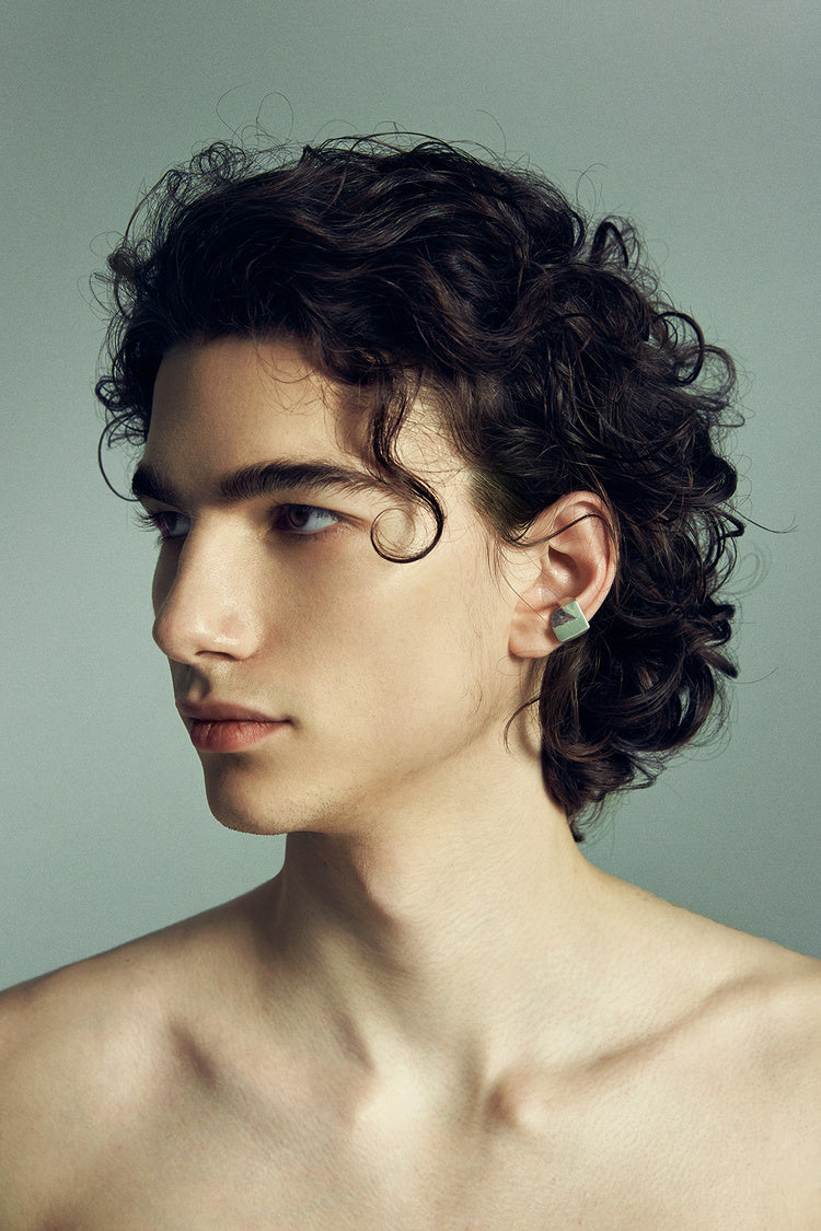 White Stone in the Square Ear Cuff  II