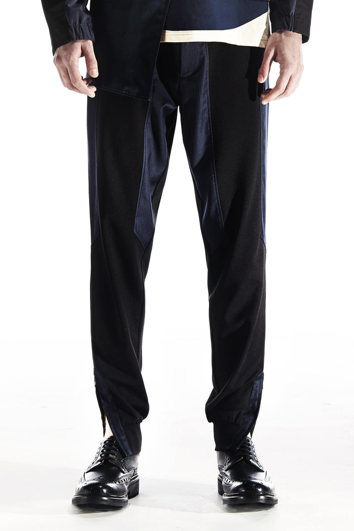 BOTTOMS - JERSEY TROUSERS WITH PIN STRIPES PANELS