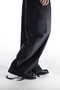 BOTTOMS - STRIPED JERSEY BAGGY CARGOS