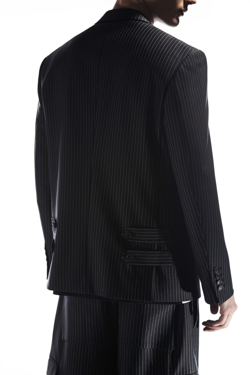 OUTTERS - STRIPED JERSEY DOUBLE BREASTED BLAZER