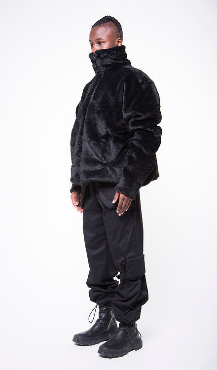 OVERSIZED COAT IN BLACK FAUX