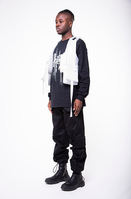 SUSPENDED PUFFER GILET IN WHITE NYLON