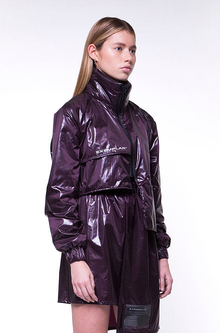 ASYMMETRIC JACKET IN PURPLE NYLON