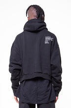 LONG SLEEVES CROPPED HOODED SWEATSHIRT IN BLACK