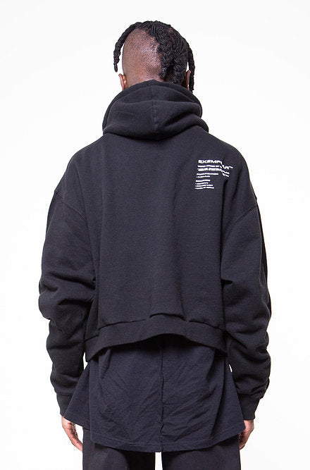 LONG SLEEVES CROPPED HOODED SWEATSHIRT IN BLACK