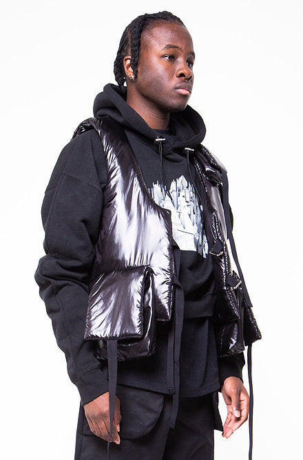 PUFFER GILET IN BLACK NYLON