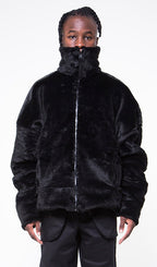 OVERSIZED COAT IN BLACK FAUX