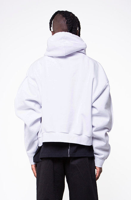 LONG SLEEVES CROPPED HOODED SWEATSHIRT IN WHITE