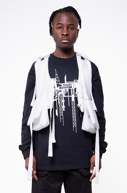 SUSPENDED PUFFER GILET IN WHITE NYLON