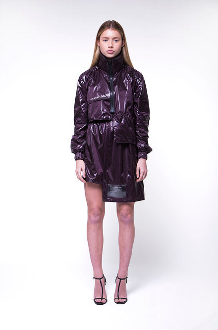 ASYMMETRIC JACKET IN PURPLE NYLON