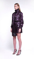 ASYMMETRIC JACKET IN PURPLE NYLON