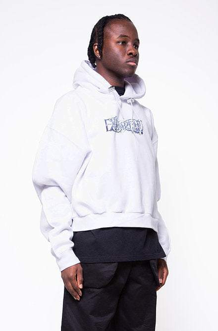 LONG SLEEVES CROPPED HOODED SWEATSHIRT IN WHITE