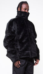 OVERSIZED COAT IN BLACK FAUX