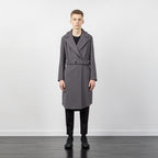 WOOL COAT WITH BUCKLE BELT GREY