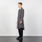 WOOL COAT WITH BUCKLE BELT GREY