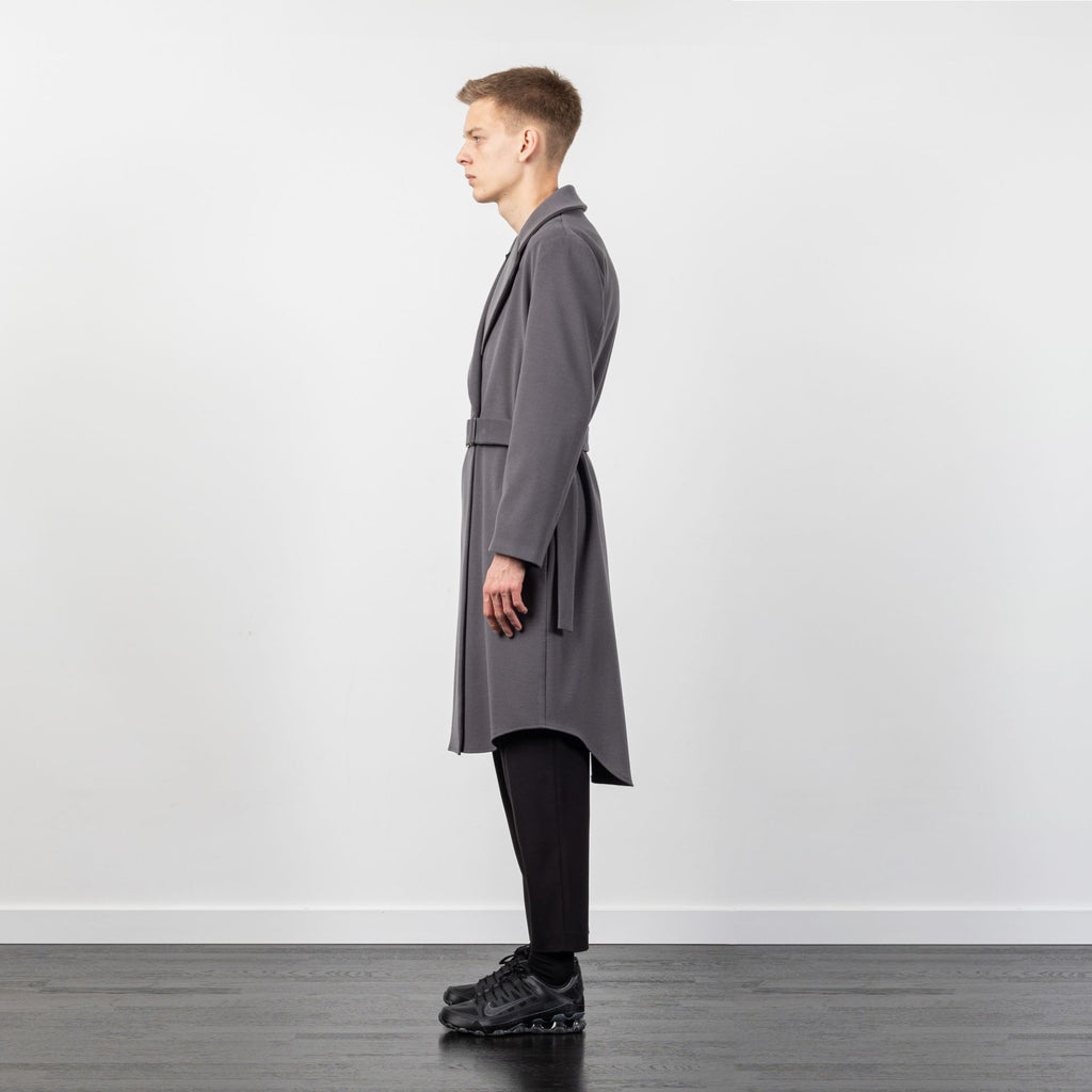 WOOL COAT WITH BUCKLE BELT GREY