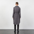 WOOL COAT WITH BUCKLE BELT GREY