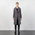 WOOL COAT WITH BUCKLE BELT GREY