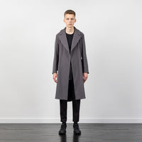 WOOL COAT WITH BUCKLE BELT GREY