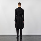 WOOL COAT WITH BUCKLE BELT BLACK