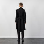 WOOL COAT WITH BUCKLE BELT BLACK