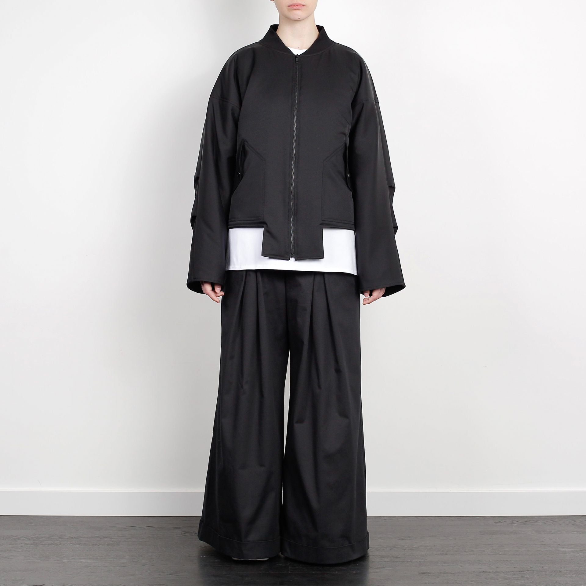 GEOMETRIC BOMBER JACKET BLACK