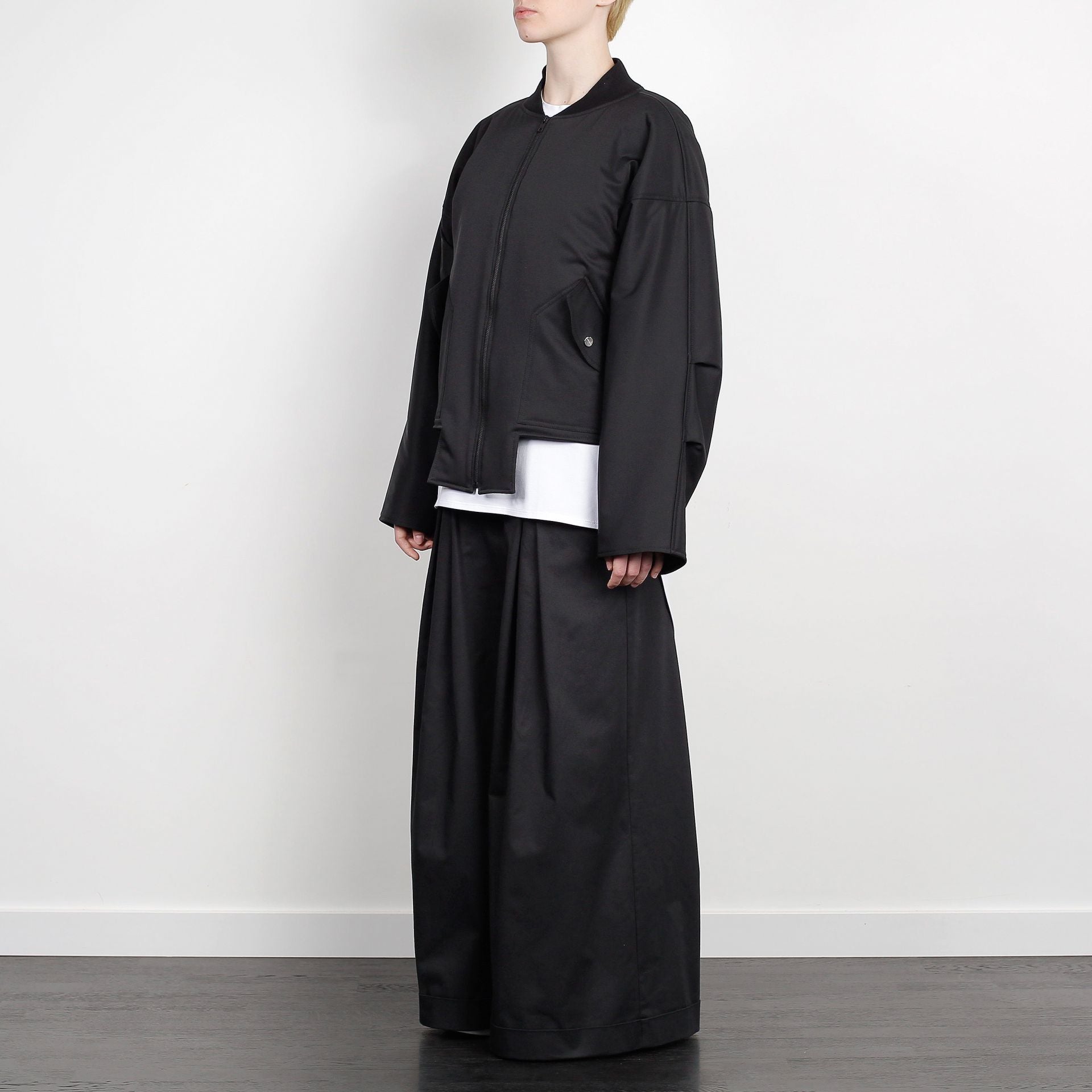 GEOMETRIC BOMBER JACKET BLACK