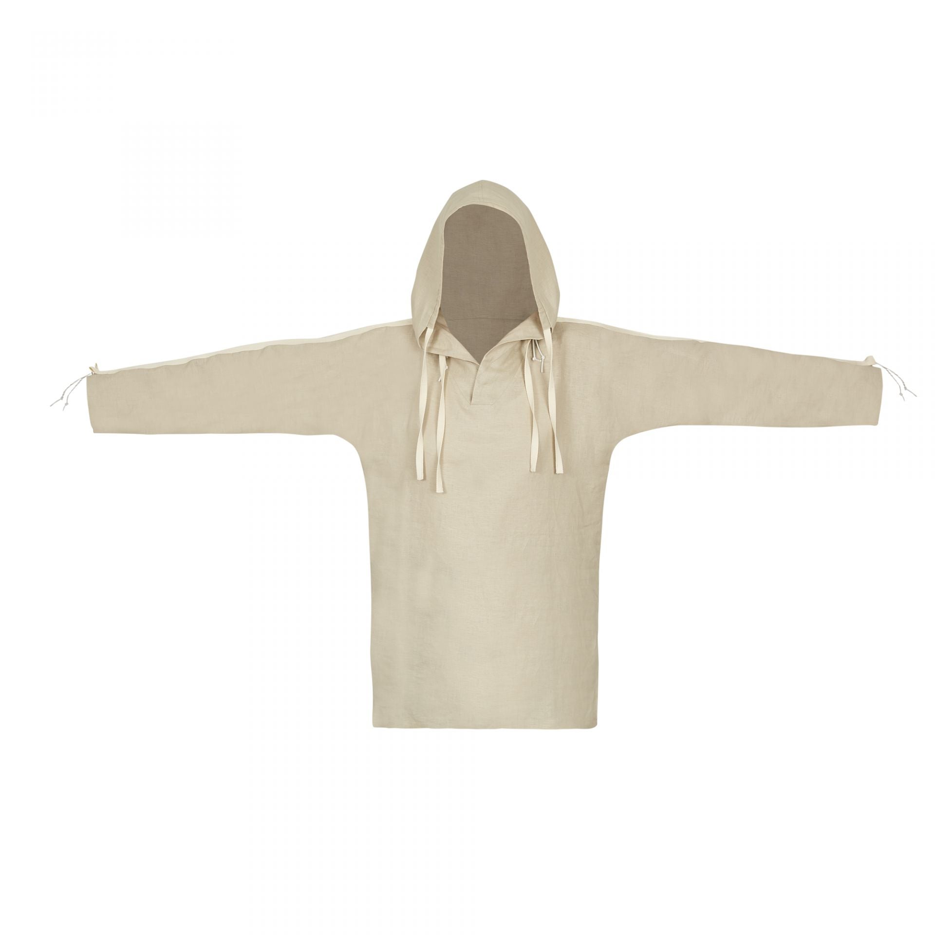 HOODED KIMONO BEIGE LINEN
