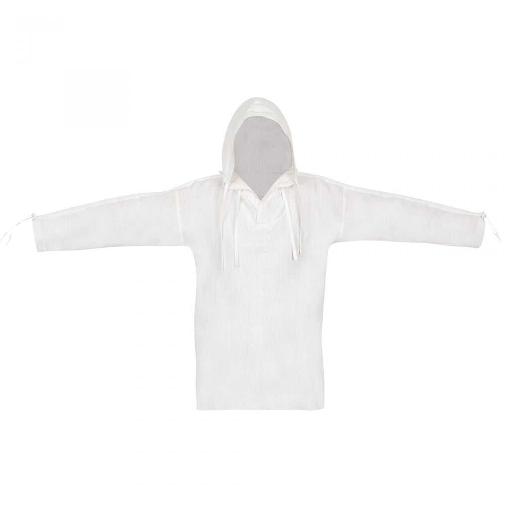 HOODED KIMONO WHITE LINEN