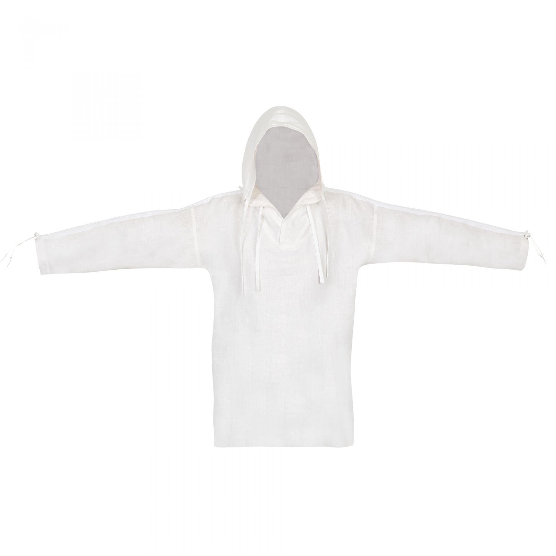 HOODED KIMONO WHITE LINEN