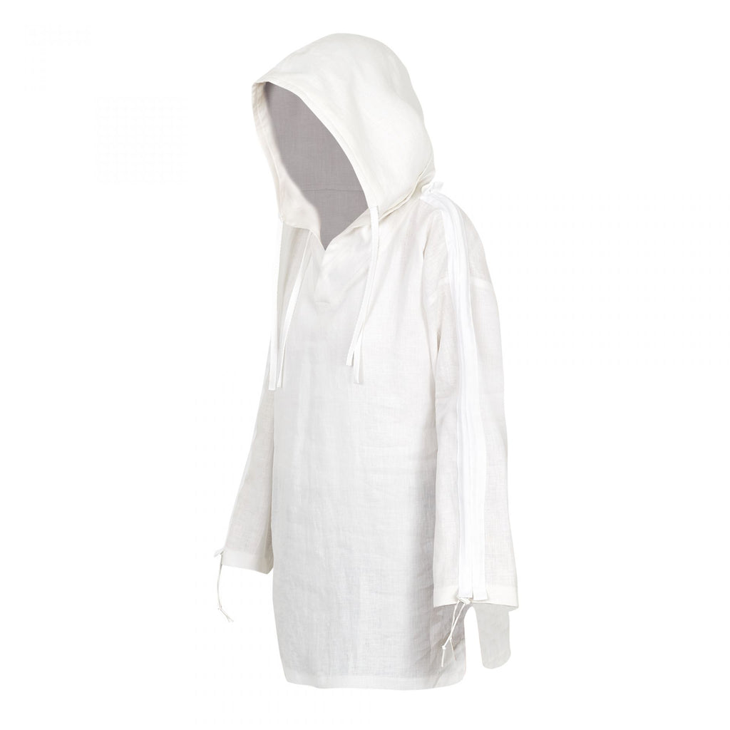 HOODED KIMONO WHITE LINEN
