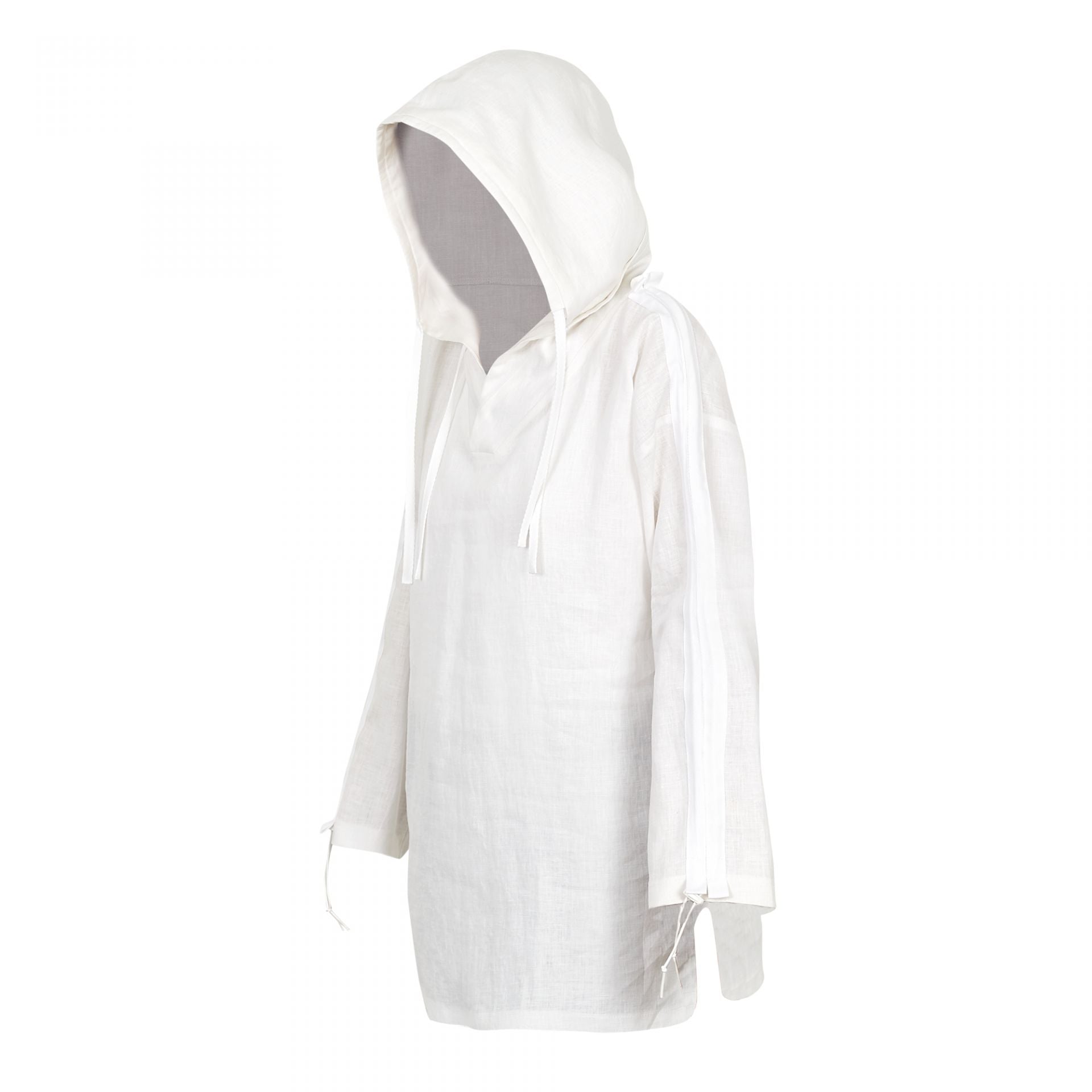 HOODED KIMONO WHITE LINEN