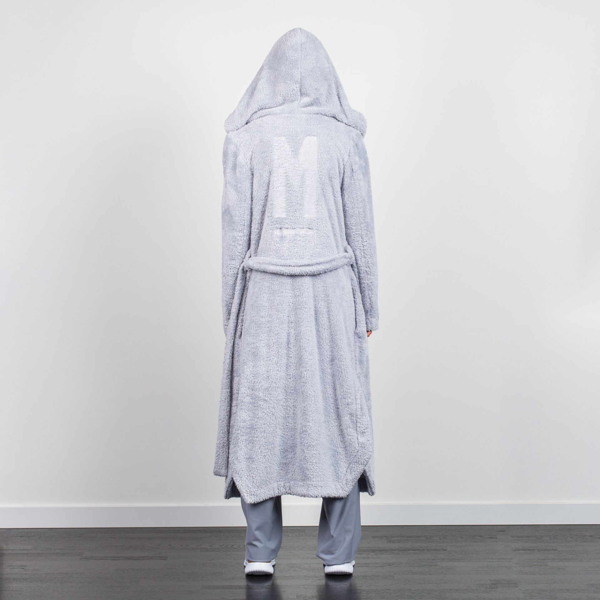 HOODED STYLE KIMONO DRESSING GOWN GREY