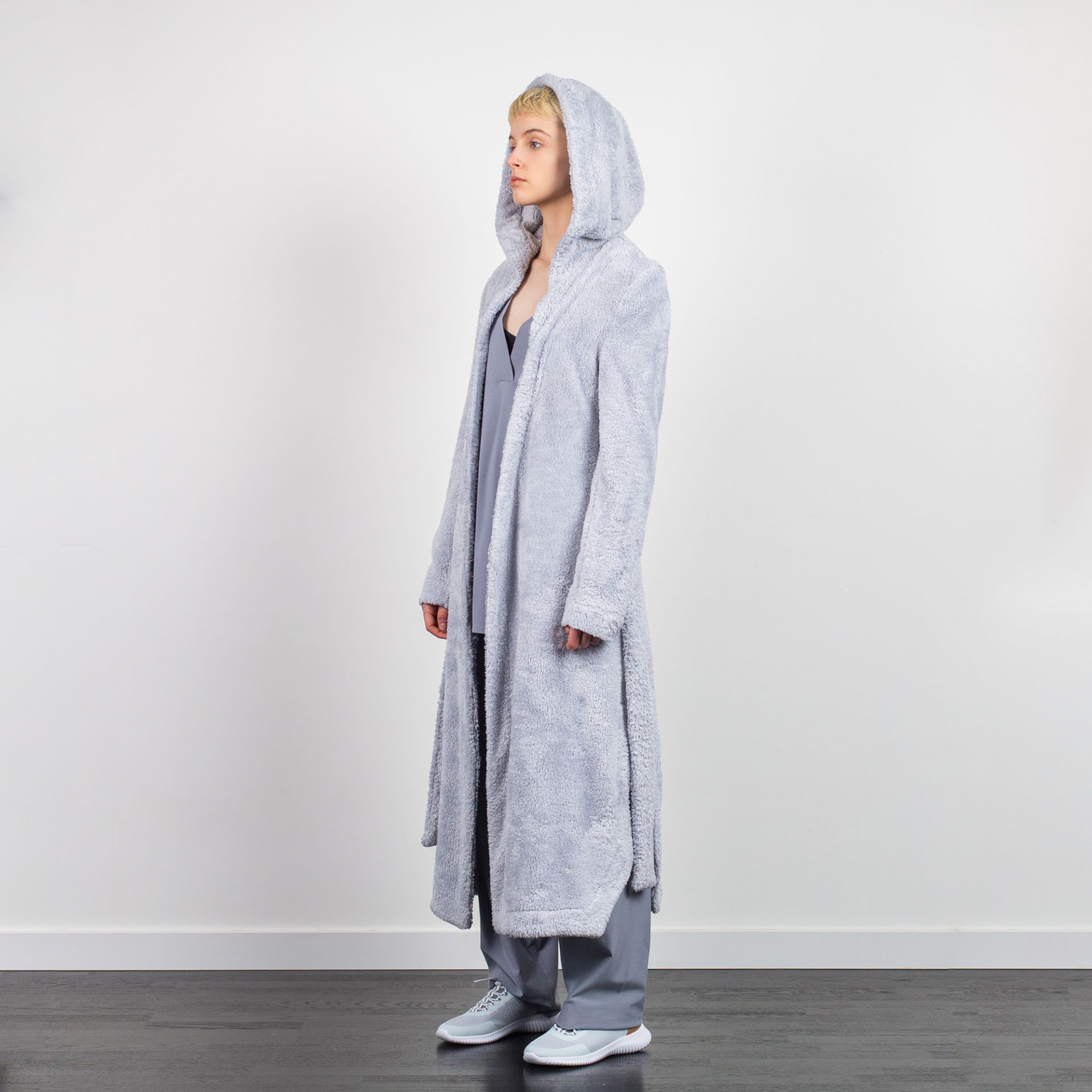 HOODED STYLE KIMONO DRESSING GOWN GREY