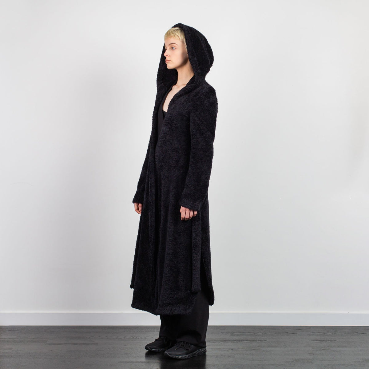 HOODED STYLE KIMONO DRESSING GOWN BLACK