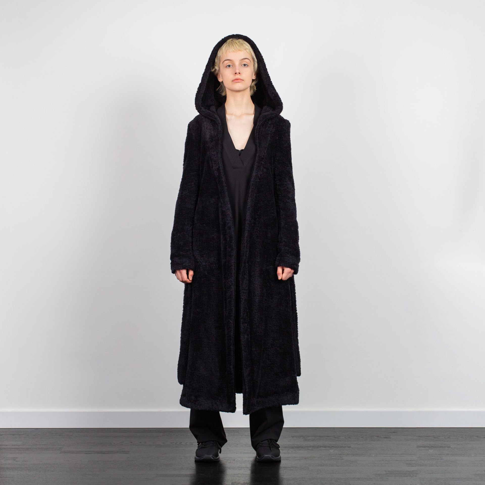 HOODED STYLE KIMONO DRESSING GOWN BLACK