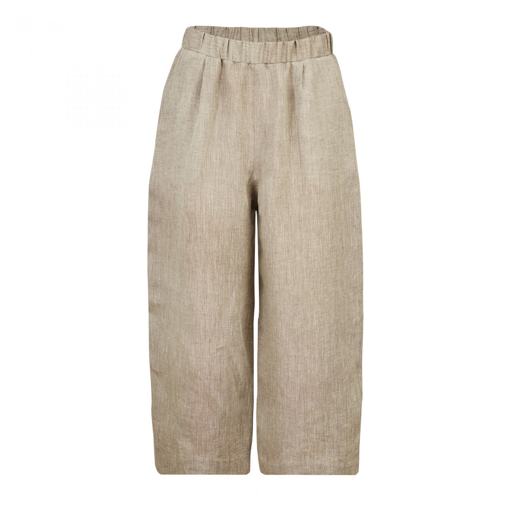 WIDE LEG ELASTIC BAND TROUSERS BEIGE