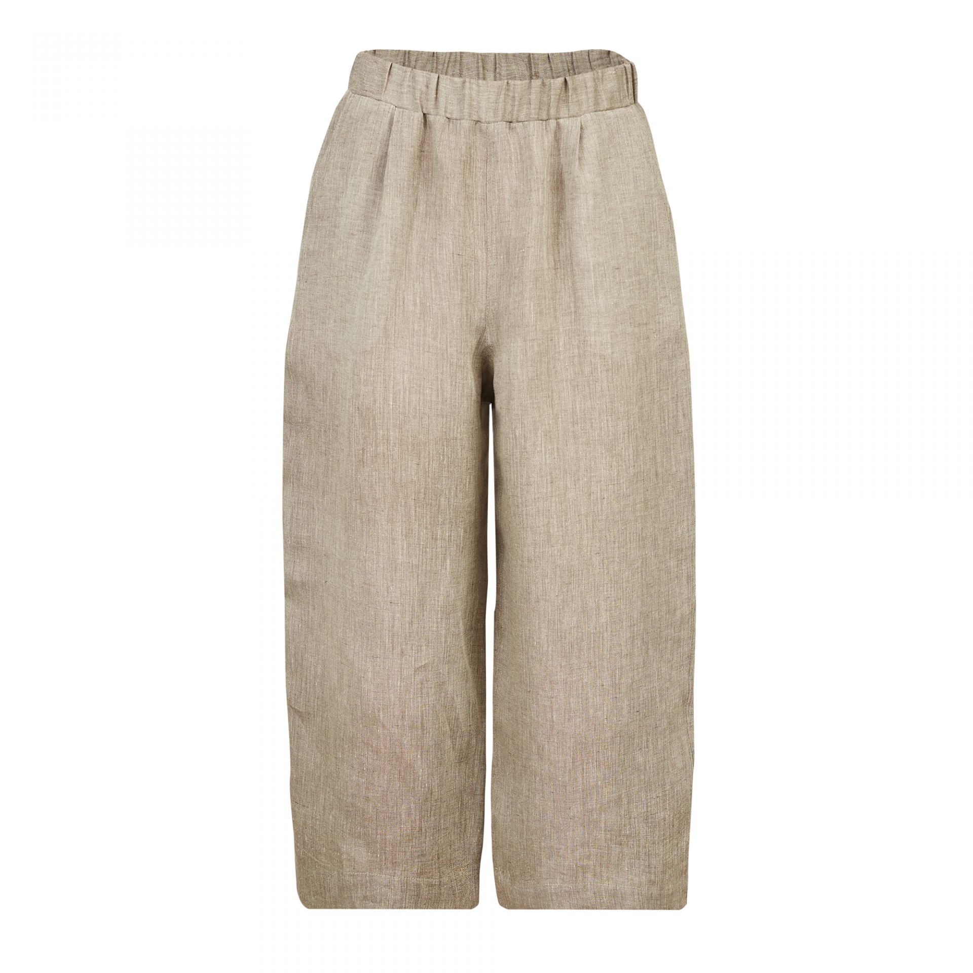 WIDE LEG ELASTIC BAND TROUSERS BEIGE