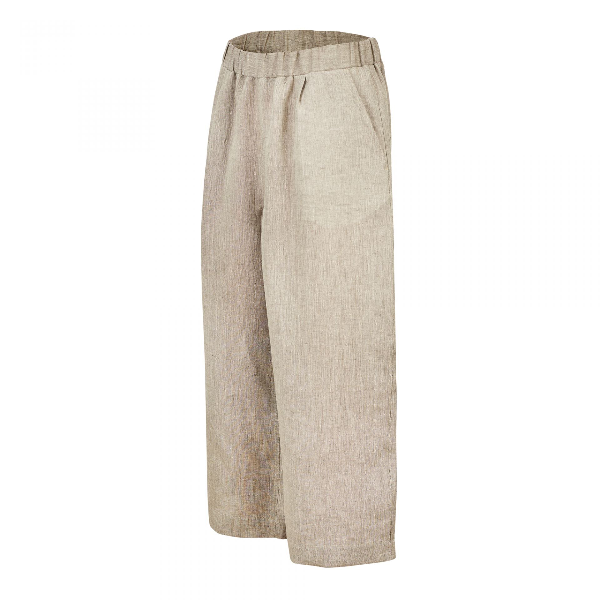 WIDE LEG ELASTIC BAND TROUSERS BEIGE