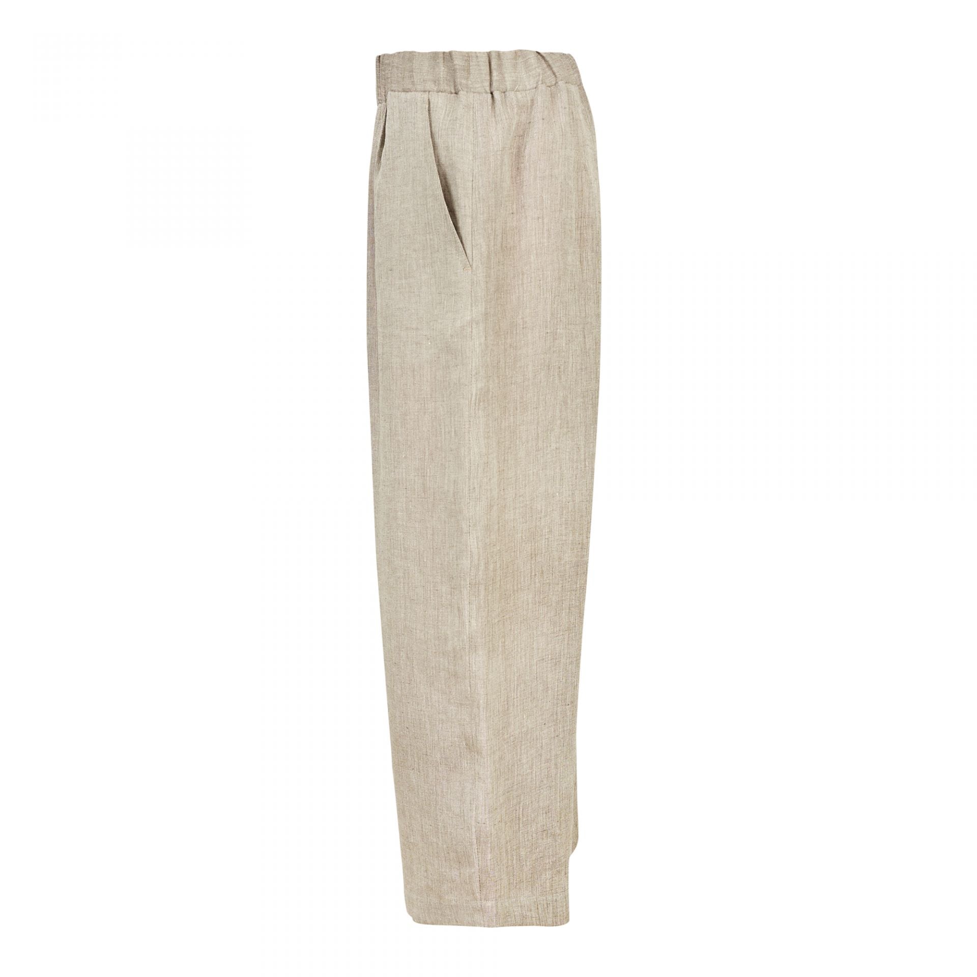 WIDE LEG ELASTIC BAND TROUSERS BEIGE