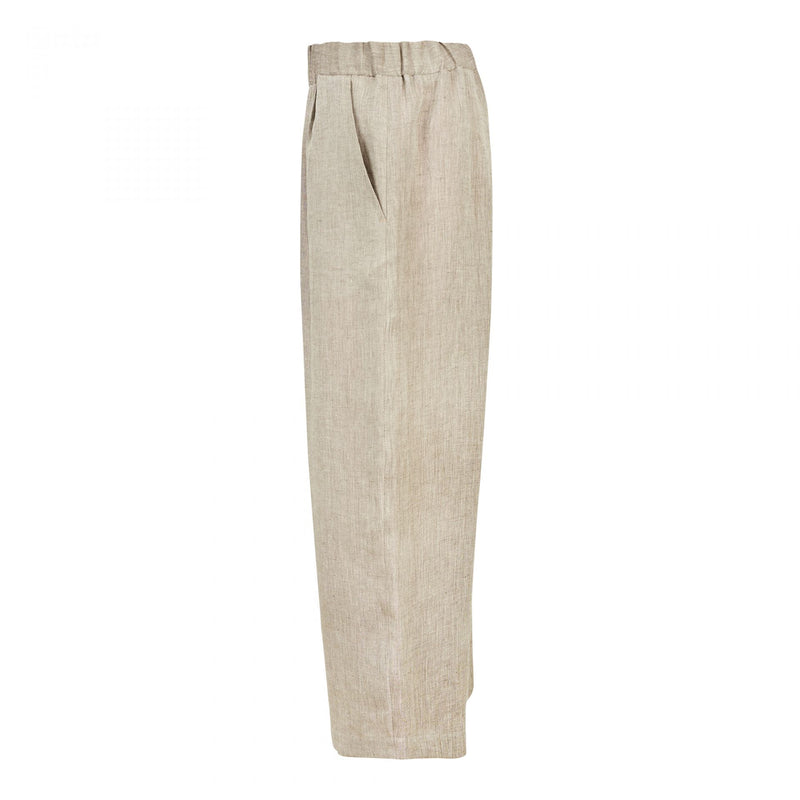 WIDE LEG ELASTIC BAND TROUSERS BEIGE
